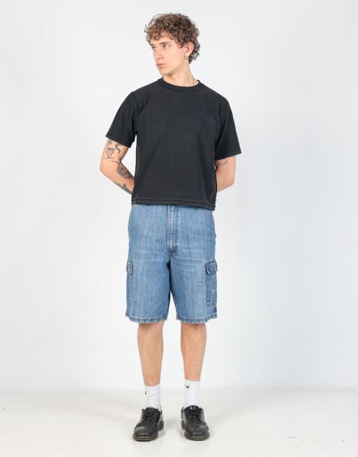 Vintage Wrangler 36x22 denim carpenter baggy jorts shorts in blue, 2 of 4