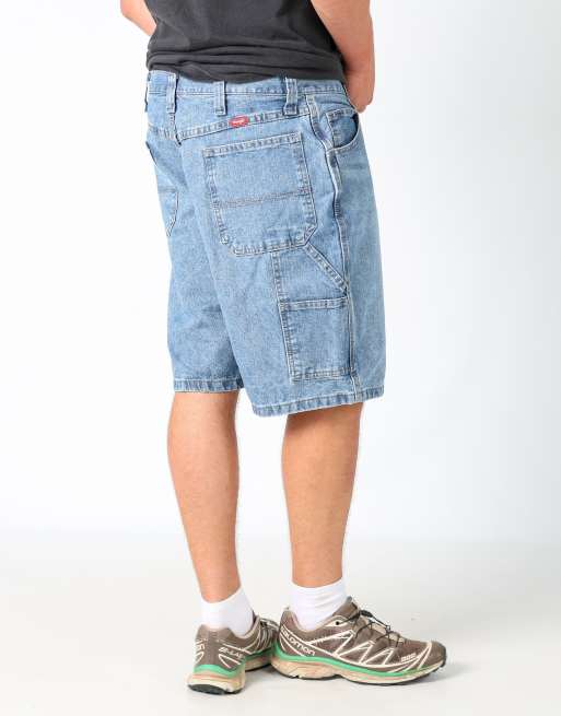 Vintage Wrangler 36x22 denim carpenter baggy jorts shorts in light blue, 2 of 4