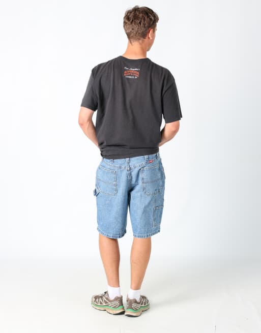 Vintage Wrangler 36x22 denim carpenter baggy jorts shorts in light blue, 3 of 4