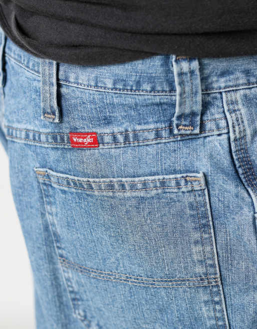 Vintage Wrangler 36x22 denim carpenter baggy jorts shorts in light blue, 4 of 4