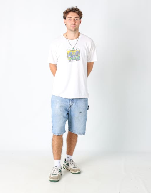 Vintage Wrangler 36x22 denim carpenter baggy jorts shorts in light blue, 1 of 4