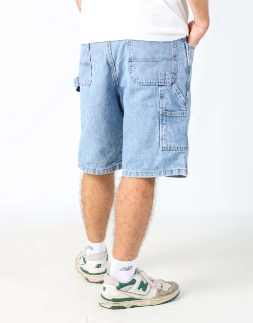 Vintage Wrangler 36x22 denim carpenter baggy jorts shorts in light blue, 2 of 4