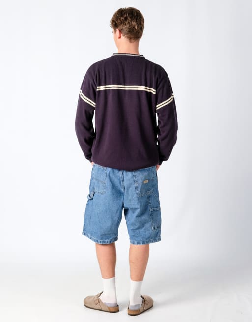 Vintage Wrangler 36x22 Denim Carpenter Baggy Jorts Shorts Light Blue, 2 of 4