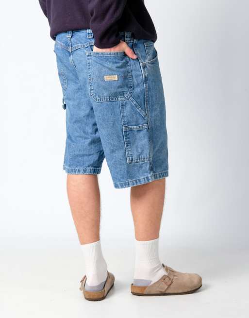 Vintage Wrangler 36x22 Denim Carpenter Baggy Jorts Shorts Light Blue, 3 of 4