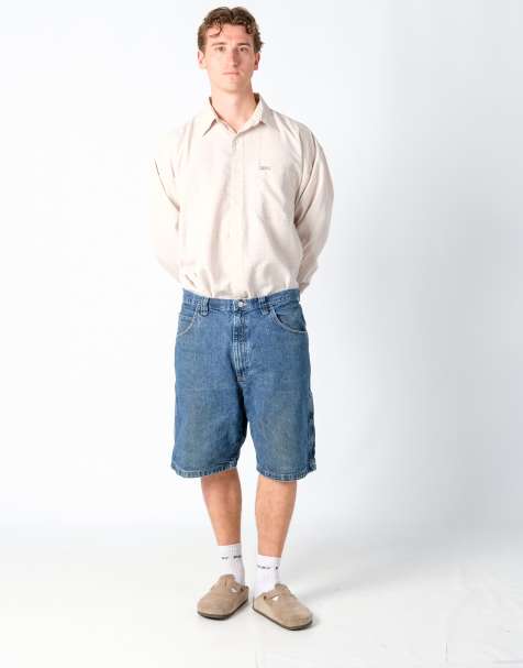 Vintage Wrangler 36x22 Denim Carpenter Baggy Jorts Shorts Light Blue - view 1