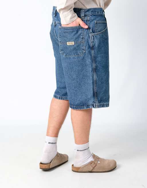 Vintage Wrangler 36x22 Denim Carpenter Baggy Jorts Shorts Light Blue, 3 of 4