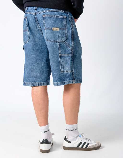 Vintage Wrangler 36x22 Denim Carpenter Baggy Jorts Shorts Light Blue, 3 of 4