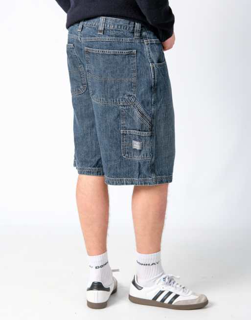 Vintage Wrangler 36x22 Denim Carpenter Baggy Jorts Shorts Navy Blue, 3 of 4