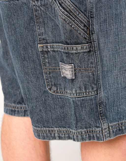 Vintage Wrangler 36x22 Denim Carpenter Baggy Jorts Shorts Navy Blue, 4 of 4