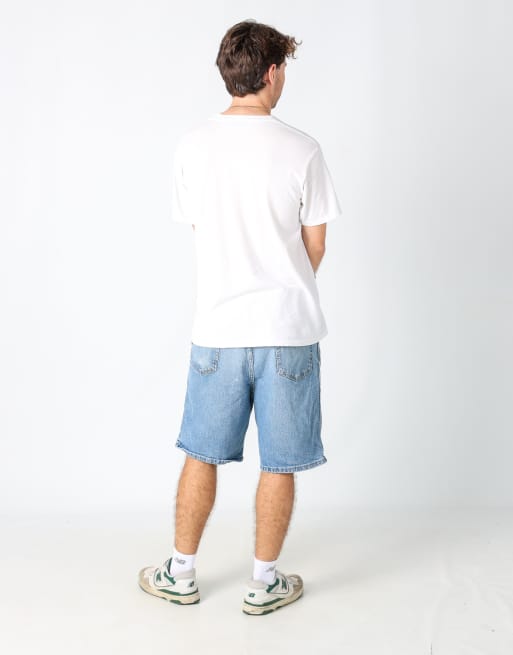Vintage Wrangler 36x22 denim jorts shorts in light blue, 3 of 4