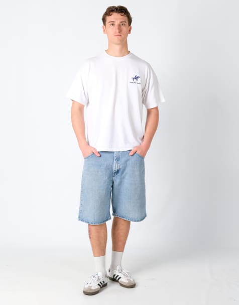 Vintage Wrangler 36x22 Denim Jorts Shorts Light Blue - view 1