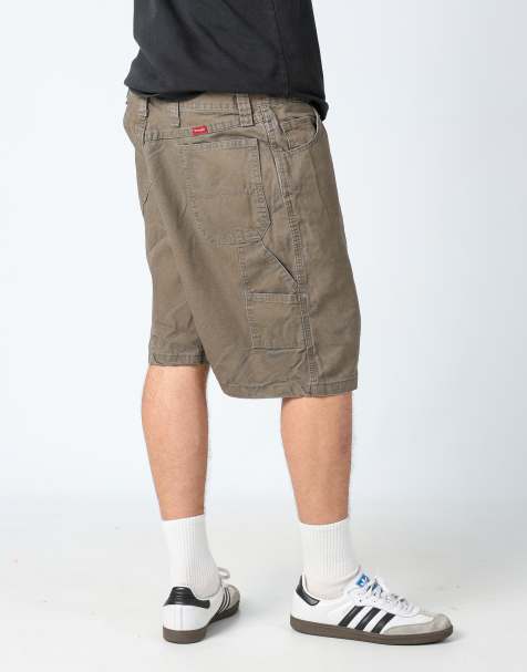Vintage Wrangler 36x23 canvas carpenter baggy shorts in dark green - view 1