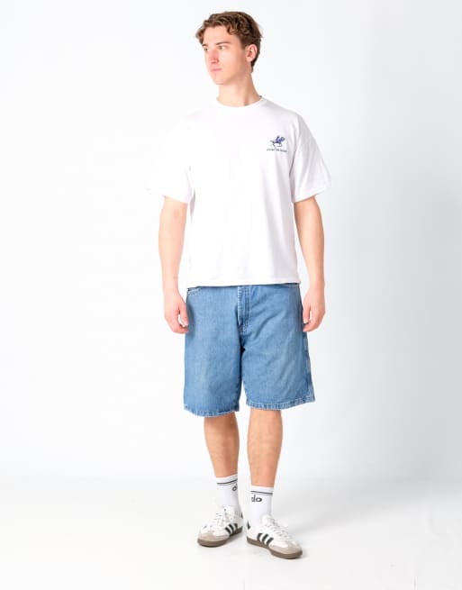Vintage Wrangler 36x23 Denim Carpenter Baggy Jorts Shorts Blue