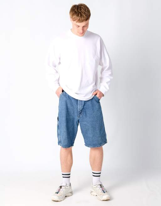 Vintage Wrangler 36x23 Denim Carpenter Baggy Jorts Shorts Blue
