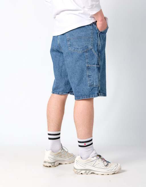 Vintage Wrangler 36x23 Denim Carpenter Baggy Jorts Shorts Blue, 3 of 4