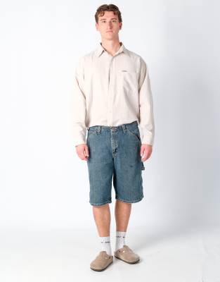 Vintage Wrangler 36x23 Denim Carpenter Baggy Jorts Shorts Blue - view 1
