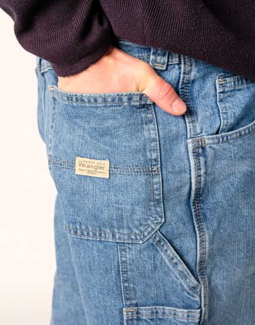 Vintage Wrangler 36x23 Denim Carpenter Baggy Jorts Shorts Blue, 4 of 4