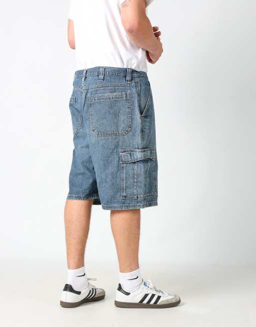Vintage Wrangler 36x23 denim carpenter baggy jorts shorts in blue, 2 of 4