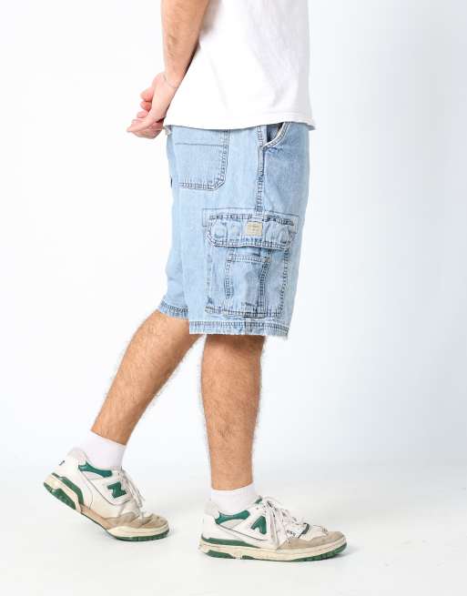 Vintage Wrangler 36x23 denim carpenter baggy jorts shorts in light blue, 2 of 4
