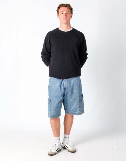 Vintage Wrangler 36x23 Denim Carpenter Baggy Jorts Shorts Light Blue