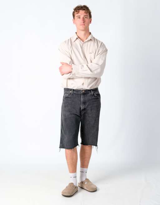 Vintage Wrangler 36x23 Denim Jorts Shorts Charcoal Grey