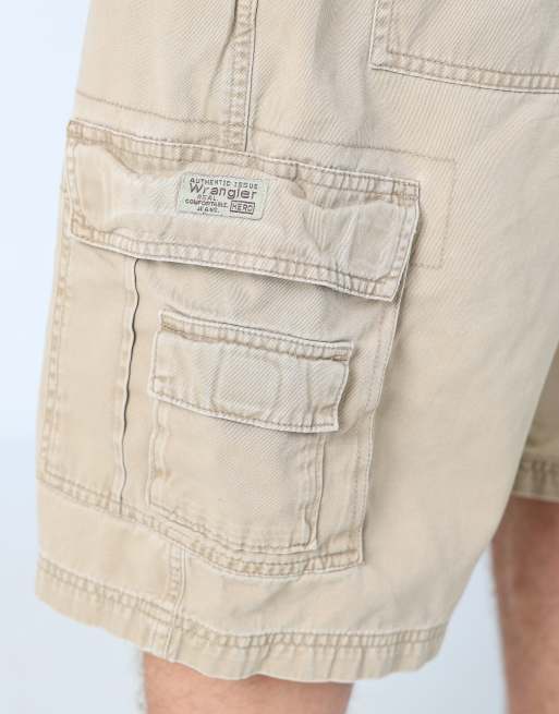 Vintage Wrangler 36x28 canvas cargo shorts in tan, 4 of 4