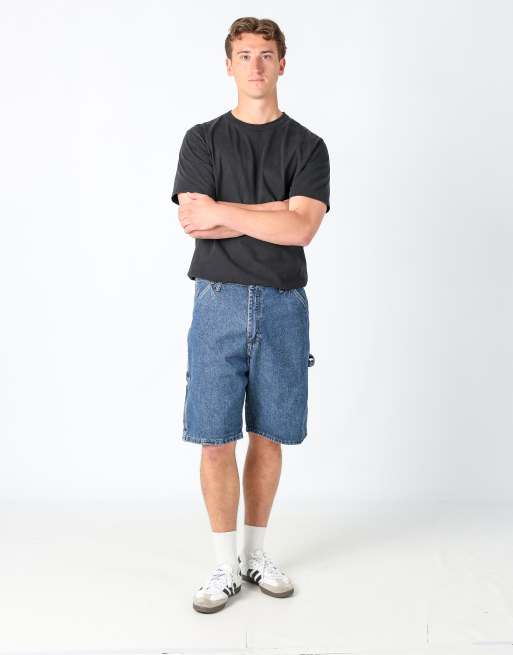 Vintage Wrangler 36x29 denim carpenter baggy jorts shorts in blue, 1 of 4