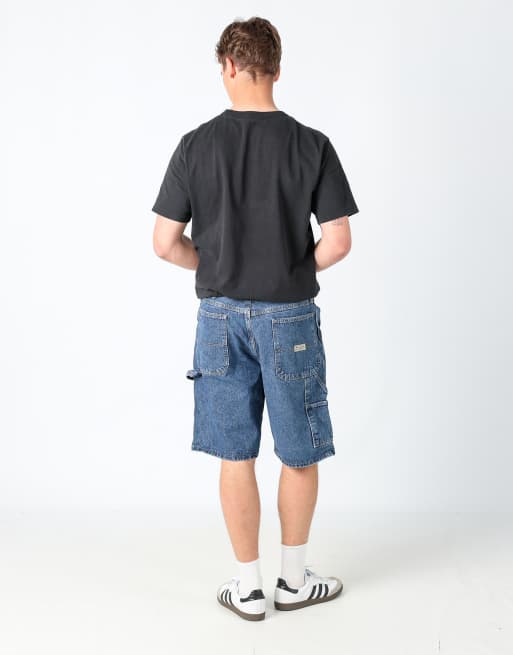 Vintage Wrangler 36x29 denim carpenter baggy jorts shorts in blue, 3 of 4