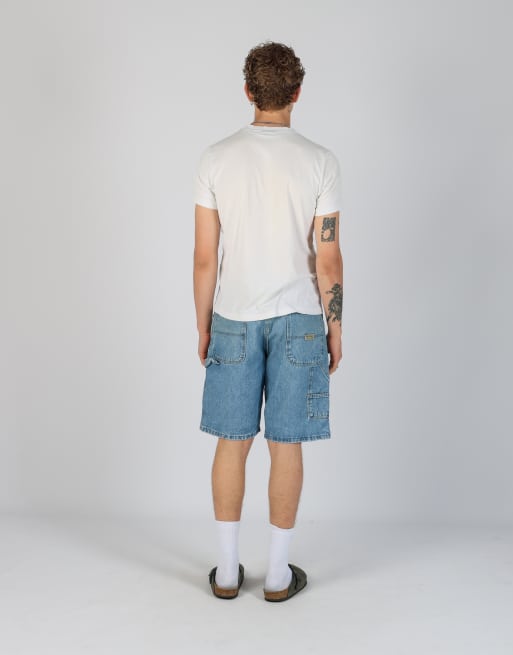 Vintage Wrangler 36x29 denim carpenter baggy jorts shorts in light blue, 3 of 4