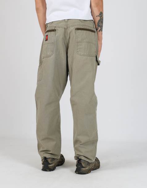 Vintage Wrangler 36x30 canvas carpenter jeans in khaki green - view 1