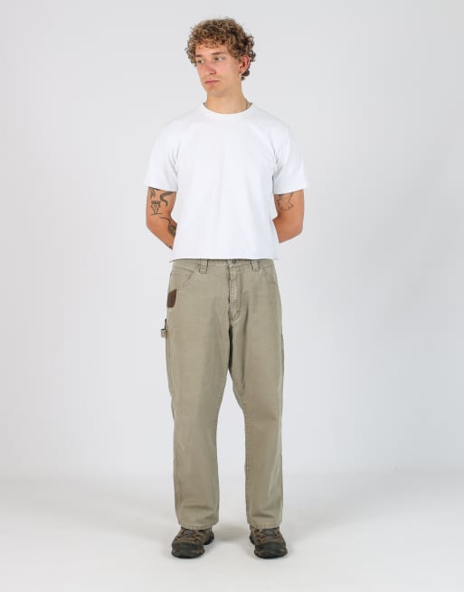 Vintage Wrangler 36x30 canvas carpenter jeans in khaki green, 2 of 4