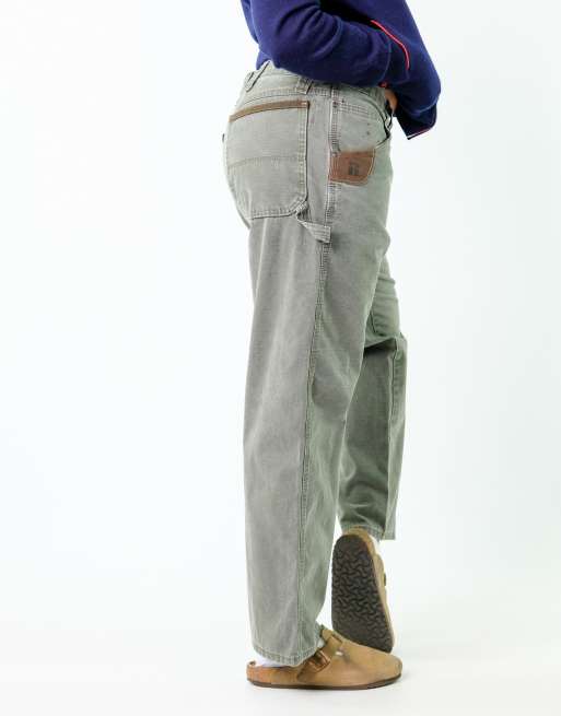 Vintage Wrangler 36x30 Canvas Carpenter Jeans Khaki Green ASOS