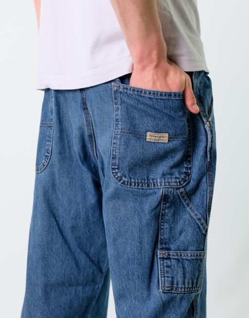 Vintage Wrangler 36x30 Denim Carpenter Baggy Jeans Blue