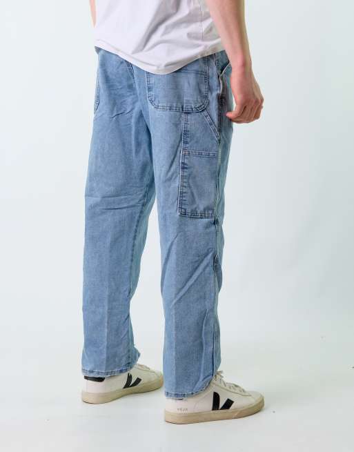 Vintage Wrangler 36x30 Denim Carpenter Baggy Jeans Light Blue