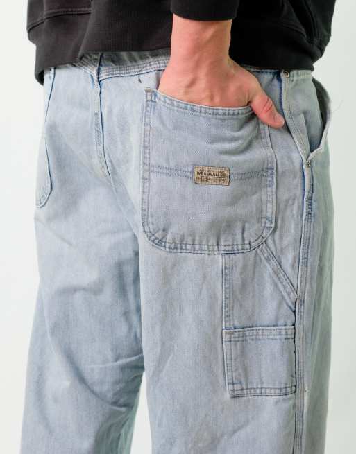 Vintage Wrangler 36x30 Denim Carpenter Baggy Jeans Light Blue