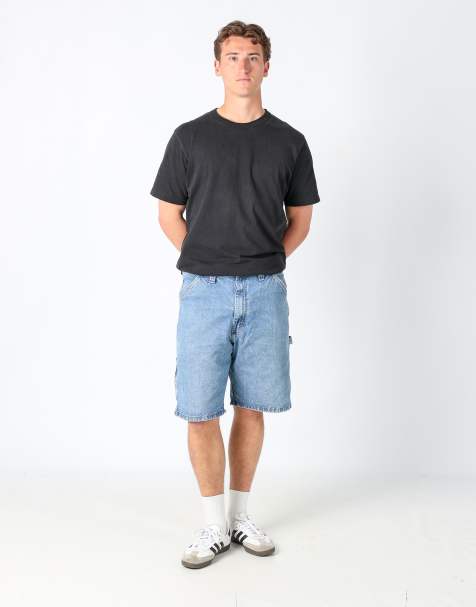 Vintage Wrangler 36x31 denim carpenter baggy jorts shorts in light blue - view 1