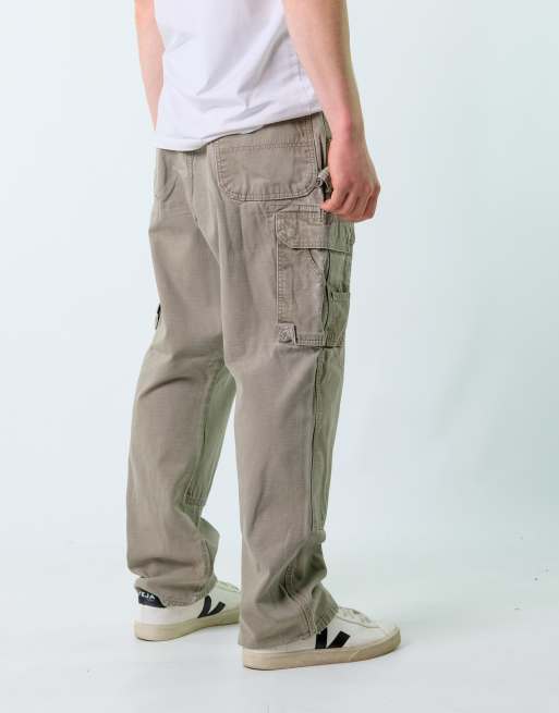 Vintage Wrangler 36x32 Canvas Carpenter Baggy Jeans Khaki Green