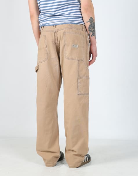 Vintage Wrangler 36x32 canvas carpenter jeans in beige - view 1