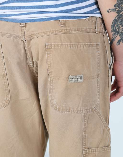 Vintage Wrangler 36x32 canvas carpenter jeans in beige, 4 of 4
