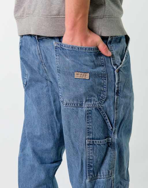 Vintage Wrangler 36x32 Denim Carpenter Baggy Jeans Blue