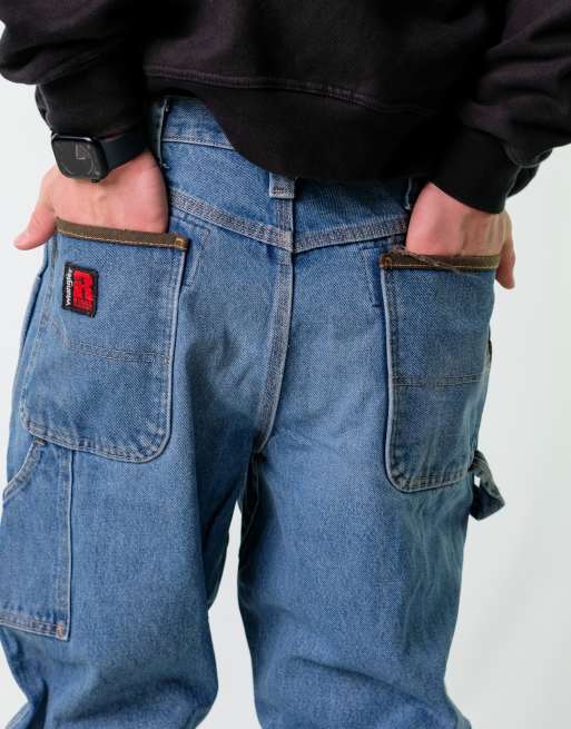 Vintage Wrangler 36x32 Denim Carpenter Baggy Jeans Blue