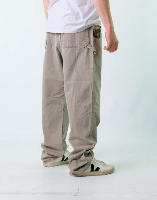 Vintage Wrangler 36x34 Canvas Carpenter Baggy Jeans Khaki Green