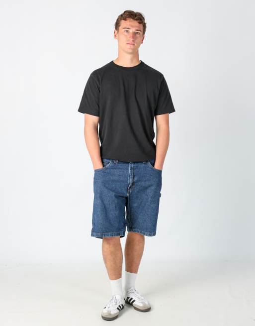 Vintage Wrangler 36x36 denim carpenter baggy jorts shorts in navy blue, 1 of 4