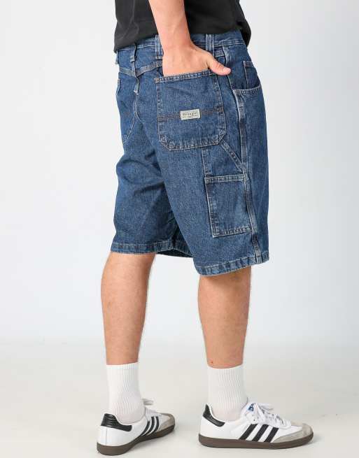 Vintage Wrangler 36x36 denim carpenter baggy jorts shorts in navy blue, 2 of 4