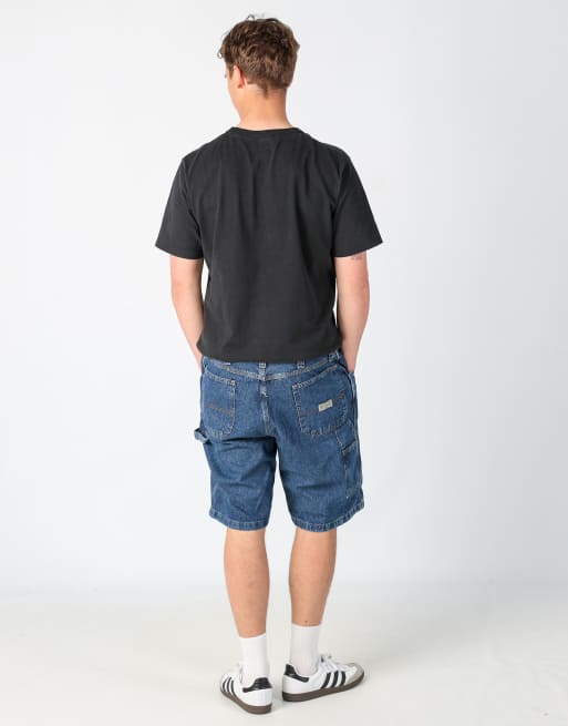 Vintage Wrangler 36x36 denim carpenter baggy jorts shorts in navy blue, 3 of 4