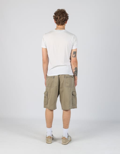 Vintage Wrangler 36x50 canvas cargo shorts in khaki green, 3 of 4