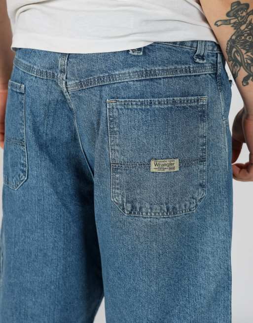 Vintage Wrangler 36x54 denim carpenter baggy jorts shorts in blue, 4 of 4