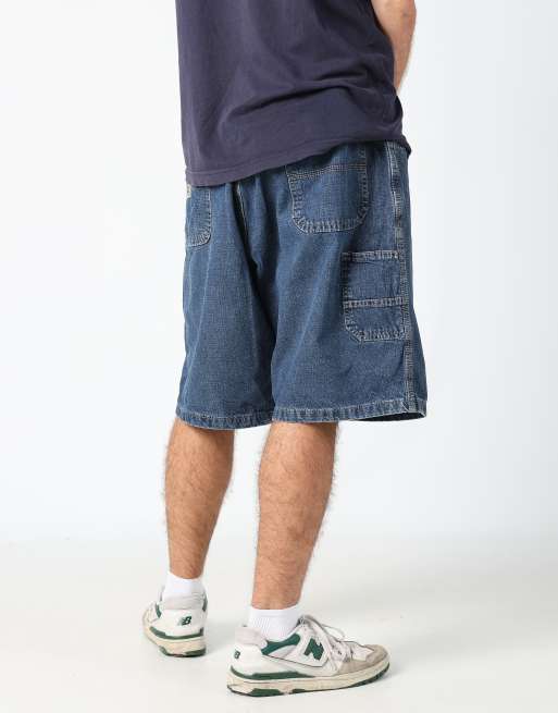 Vintage Wrangler 36x74 denim jorts shorts in navy blue
