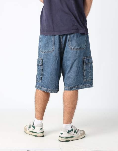 Vintage Wrangler 36x96 denim carpenter baggy jorts shorts in navy blue - view 1