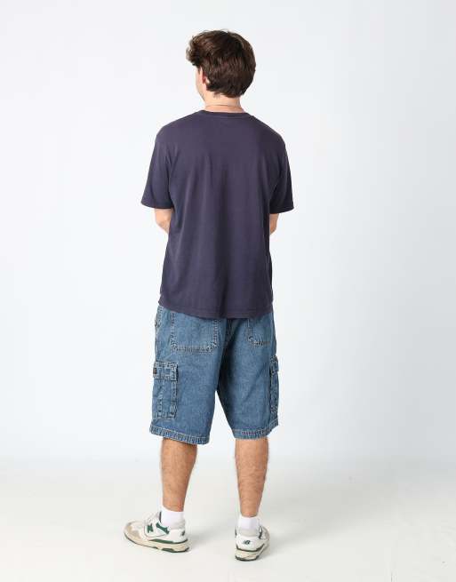 Vintage Wrangler 36x96 denim carpenter baggy jorts shorts in navy blue, 3 of 4